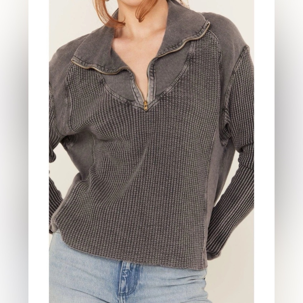 NWT Free People Women’s Ashton Zip Thermal Long Sleeve Pullover XS